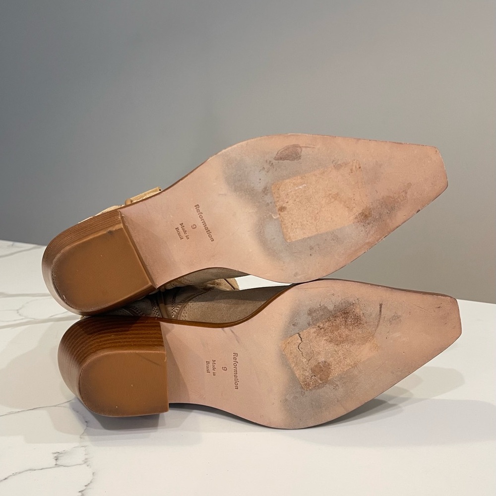 Reformation Tan Suede Western Ankle Boots - Otto - Picture 12 of 13